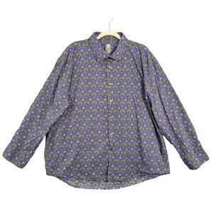 STACY ADAMS Purple Floral Modern Fit Cotton Button Shirt Preppy SIZE 19 34/35